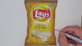 Realistic Lays Chips Bag Speed Drawing [upl. by Nodnarg878]