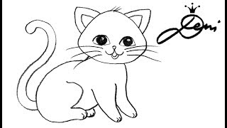 Katze schnell zeichnen lernen 🐈 how to draw a cat for children 🐱 как се рисува коте Tiere malen [upl. by Repsag]