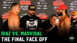 Nate Diaz vs Jorge Masvidal Final Face To Face quotThis whole things CAPquot [upl. by Nomae]