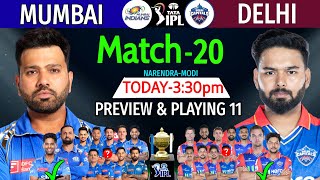 IPL 2024 Match20  Mumbai Vs Delhi Details amp Playing 11  MI Vs DC IPL 2024  DC Vs MI IPL 2024 [upl. by Aryam252]