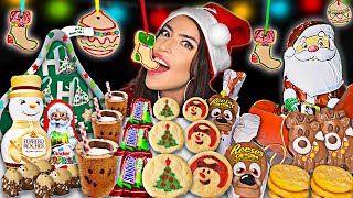 ASMR EATING SANTAS COOKIES FERRERO SNOWMAN REESES REINDEER KINDER HIPPO HERSHEYS KISSES 먹방 [upl. by Bradly]