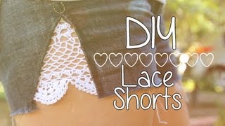 Denim Lace Shorts ♥ DIY [upl. by Loren]