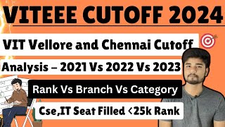 VIT Vellore 2024 Expected Cutoff  Rank vs Branch vs Category vs Campus 2023 amp 2022  VITEEE Result [upl. by Junius]