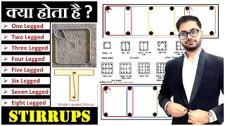 Different Type of Stirrups in Beam and Column  What are OneLeg TwoLegged Stirrups By CivilGuruji [upl. by Lybis]