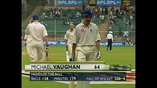 Michael Vaughan out Handling the ball Rare Incident India v England 2001 [upl. by Moser]