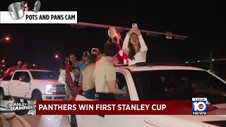 Bring out the pots and pans Panthers fans celebrate in Westchester [upl. by Ynoffit]