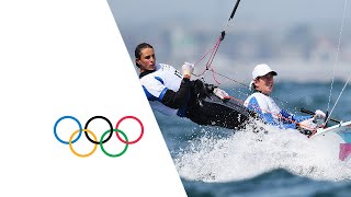 Sailing 470 Women Opening Series  Italy win Race 6  London 2012 Olympics [upl. by Ivor]