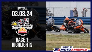 Mission King of the Baggers Race 1 at Daytona 2024  HIGHLIGHTS  MotoAmerica [upl. by Ettezzil]