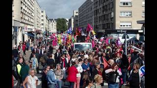 Manifestation à CAEN le 12 septembre 2017 contre les lois travail de Macron [upl. by Haissem126]