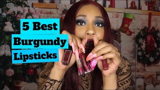 My Top 5 Burgundy Lipsticks [upl. by Ddat]