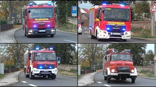 Brennt Traktor in Lagerhalle Einsatzfahrten zur Einsatzübung in Ebersbach Landkreis Leipzig [upl. by Josephson]