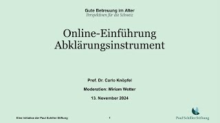 Einführung des neuen Abklärungsinstruments mit Prof Dr Carlo Knöpfel [upl. by Amado]