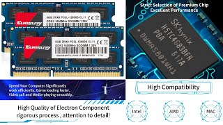 KUESUNY 16GB Kit 8GBX2 DDR3L1600 Sodimm RAM PC3L12800PC3L12800s Memory 204 Pin [upl. by Eadwine]