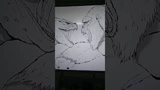 Godzilla vs kong drawing By art simple [upl. by Eatnom]