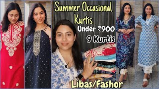 LibasFashor Occasional Kurtis Under ₹900  Summer Kurti Haul  EmbellishedChikankari Kurta TryOn [upl. by Adnwahsar]