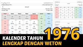 Kalender Tahun 1976 Lengkap Dengan Weton [upl. by Karissa668]