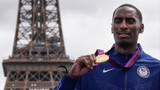 Toledos Erik Kynard receives reallocated Olympic medal at Paris Games [upl. by Nettirb235]