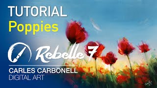 Poppies Painting Rebelle 7 Tutorial [upl. by Ailemac]