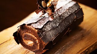 How to make Christmas Chocolate Log Cake “Bûche de Noël au chocolat” [upl. by Ellingston]