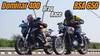 Dominar 400 vs BSA GoldStar 650 Drag Race [upl. by Thoma]