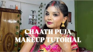 Chhath Puja Makeup Tutorial Step by steps NewlyMarried makeup all products details are descriptions [upl. by Ys]