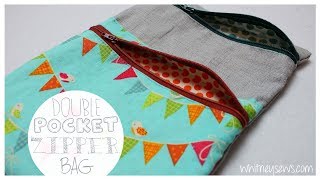 Double Pocket Lined Zipper Bag EASY  Whitney Sews [upl. by Brownson]