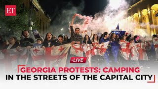 Protests in Georgia Demonstrators are still camping in the streets of the capital city Tbilisi [upl. by Fineberg239]