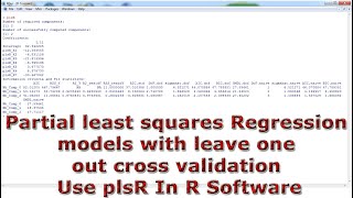 Partial least squares Regression models with leave one out cross validation Use plsR In R Software [upl. by Nekal]