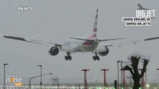 Storm Gerrit Chaos Planes Bumpy Landing at Heathrow amp Widespread Damage in the UK  News9 [upl. by Levesque922]