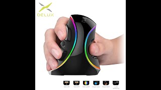 Delux M618 PLUS Vertical Gaming Mouse 6 Buttons 4000 DPI RGB WiredWireless Right Hand Mouse V48 [upl. by Stafford]