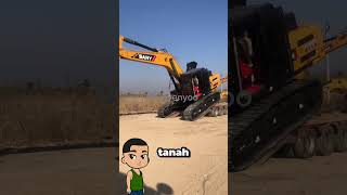 Menurunkan excavator dari Mobil  Animasi [upl. by Yrekcaz40]