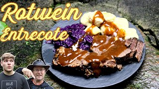 quotRotwein Entrecotequot aus dem DUTCH OVEN  Mega zarter Rinderbraten  Entrecote vs Falsches Filet [upl. by Maury]