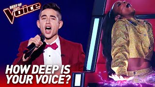 TOP 10  Unbelievably LOW Voices in The Voice [upl. by Orfurd]