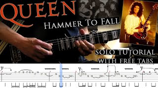 Queen  Hammer To Fall guitar solo lesson album version with tablatures and backing tracks [upl. by Soluk422]