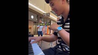 Piano in public cute boy singing he is so talented [upl. by Notneuq376]