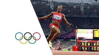 USA Break Womens 4 x 100m Relay World Record  London 2012 Olympics [upl. by Nywloc]