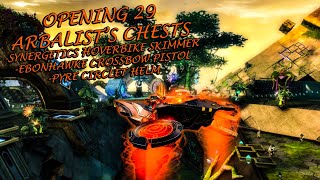 Guild Wars 2  Opening 29 Arbalists Chests  Synergetics Hoverbike Skimmer Demo [upl. by Nimsaj977]