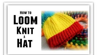 How to Loom Knit Hat for BEGINNERS Step by Step All Sizes Make Brim Change Color Rows Stitch [upl. by Ettelrats]