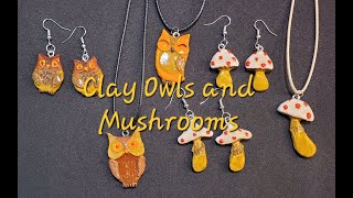 How To Make Air Dry Clay Owl and Mushroom Jewelry [upl. by Demaria]