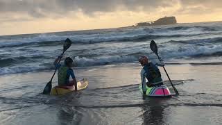 SURF KAYAKING LAUNCH MUDJIMBA BEACH [upl. by Kciredes]