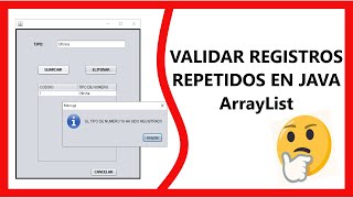 Como validar registros repetidos en java  ArrayList 💥😺 [upl. by Hailed]