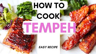 HOW TO COOK TEMPEH  Easy bbq tempeh  baked and stove top  Easy high protein vegan recipe [upl. by Bui]