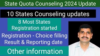 All States NEET Counseling 2024 latest update  10 States Registration started  Other information [upl. by Eislel]