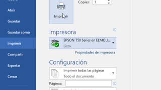 Como imprimir un Documento en Word 2016 [upl. by Notsreik]