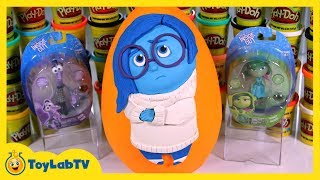 GIANT Play Doh Sadness Surprise Egg with Inside Out Toys Fear amp from Disney Pixar [upl. by Nymzaj]