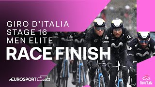 WEATHER CHALLENGED VICTORY ⛈️  Giro DItalia Stage 16 Race Finish  Eurosport Cycling [upl. by Prent]