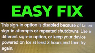 How To Fix This Sign in Option is Disabled Because of Failed Sign in Attempts [upl. by Lewison335]