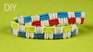 How to Make a Macrame Friendship Bracelet with Squares [upl. by Ailecra]