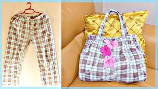 DIY TOTE BAG Simple amp Easy Bag from Old Home Pants Recycling Old Clothes [upl. by Anoj701]