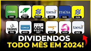 CARTEIRA DE AÇÕES PARA RECEBER DIVIDENDOS TODOS OS MESES EM 2024 [upl. by Ahsenak632]